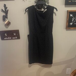 LOFT Black Textured Mini Dress